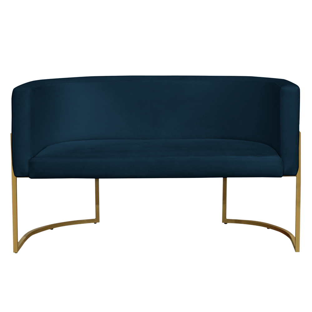 Namoradeira 2 Lugares Decorativa Luana Base Gold Veludo Azul Marinho - Montanaris Decor