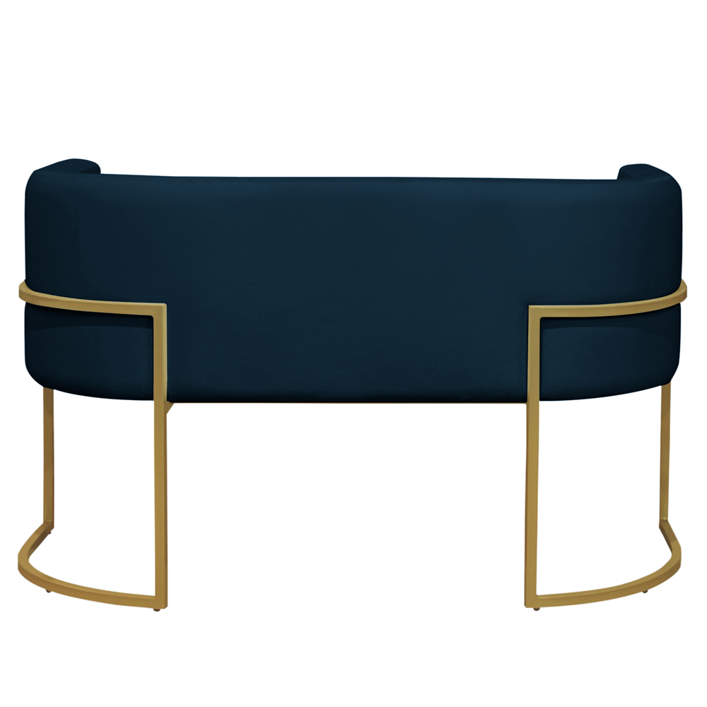 Namoradeira 2 Lugares Decorativa Luana Base Gold Veludo Azul Marinho - Montanaris Decor