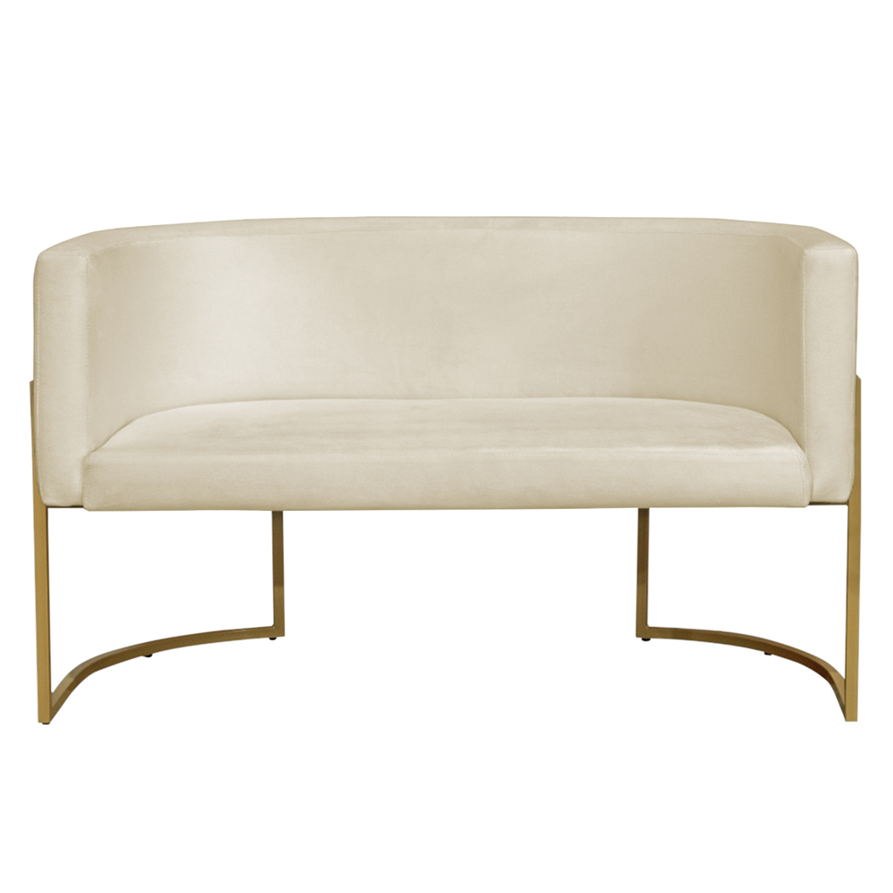 Namoradeira 2 Lugares Decorativa Luana Base Gold Veludo Bege - Montanaris Decor