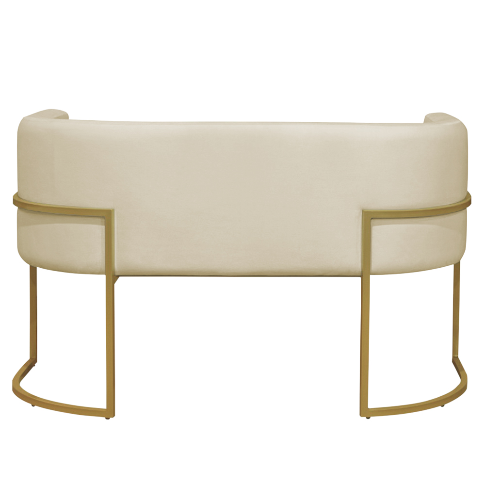 Namoradeira 2 Lugares Decorativa Luana Base Gold Veludo Bege - Montanaris Decor