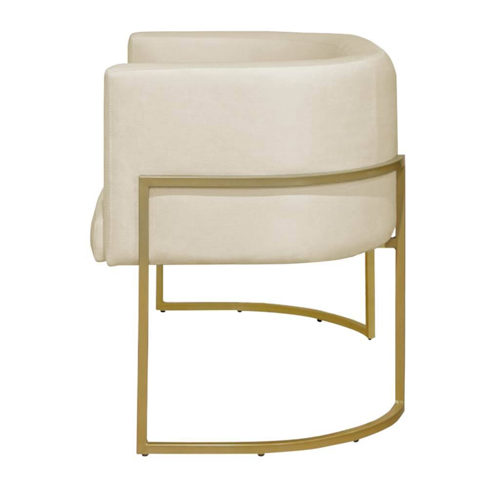 Namoradeira 2 Lugares Decorativa Luana Base Gold Veludo Bege - Montanaris Decor