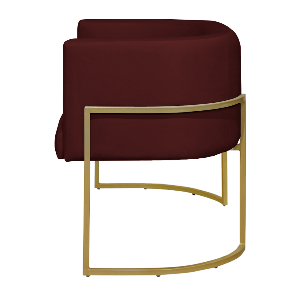 Namoradeira 2 Lugares Decorativa Luana Base Gold Veludo Bordô - Montanaris Decor