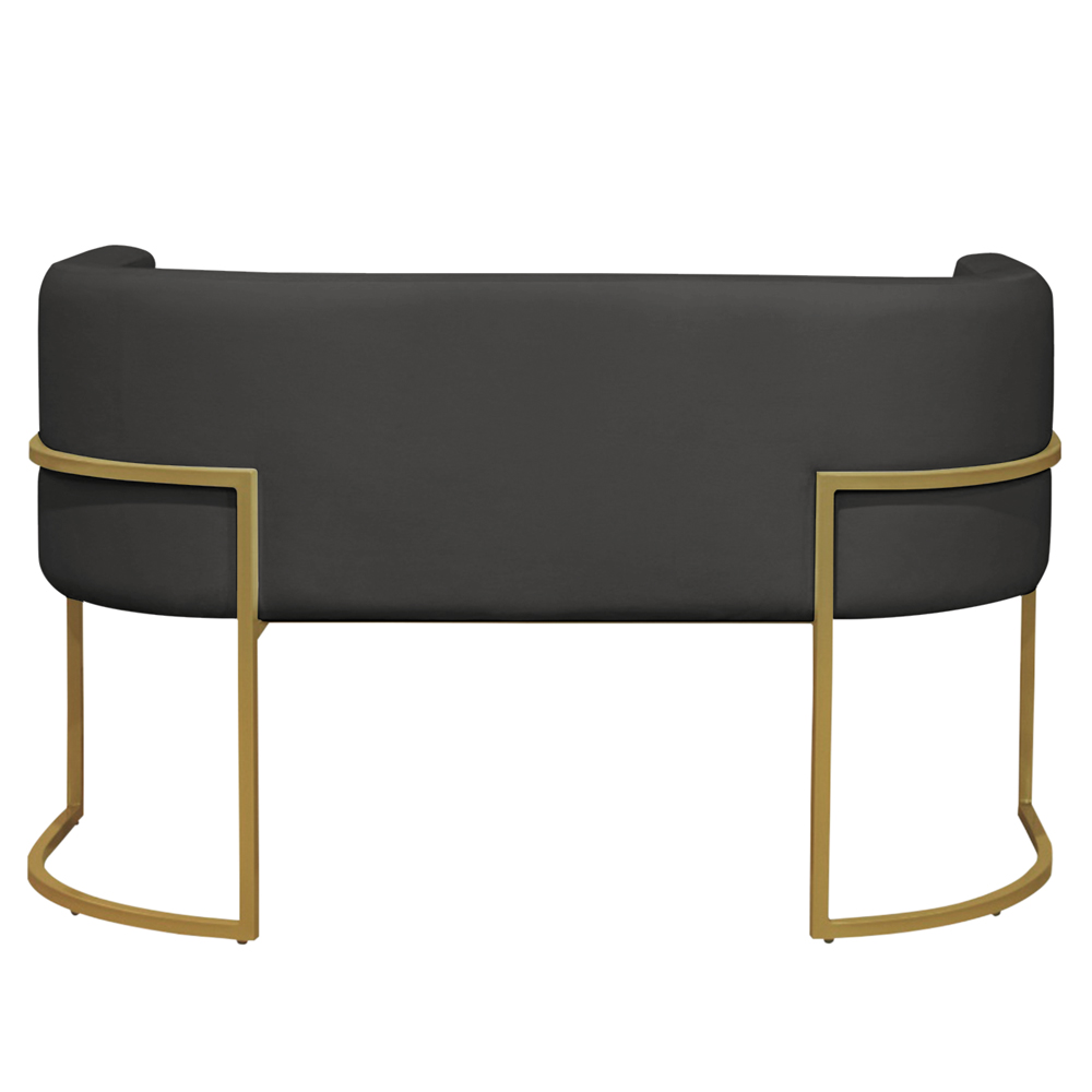 Namoradeira 2 Lugares Decorativa Luana Base Gold Veludo Cinza - Montanaris Decor