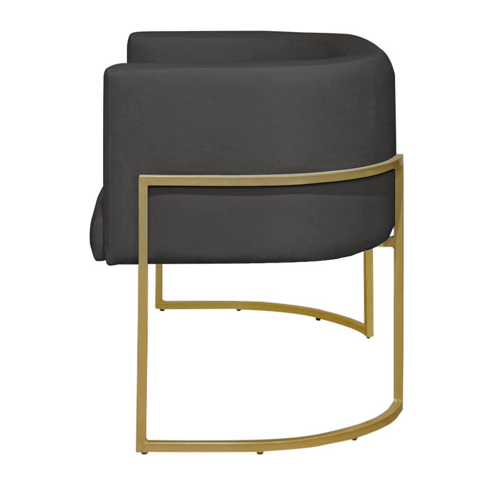 Namoradeira 2 Lugares Decorativa Luana Base Gold Veludo Cinza - Montanaris Decor