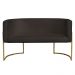 Namoradeira 2 Lugares Decorativa Luana Base Gold Veludo Marrom - Montanaris Decor