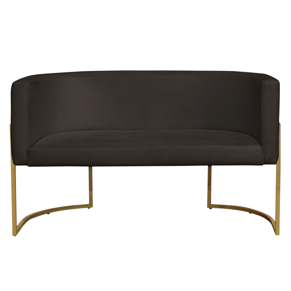 Namoradeira 2 Lugares Decorativa Luana Base Gold Veludo Marrom - Montanaris Decor