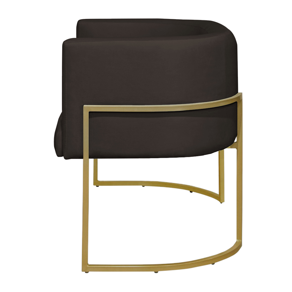 Namoradeira 2 Lugares Decorativa Luana Base Gold Veludo Marrom - Montanaris Decor