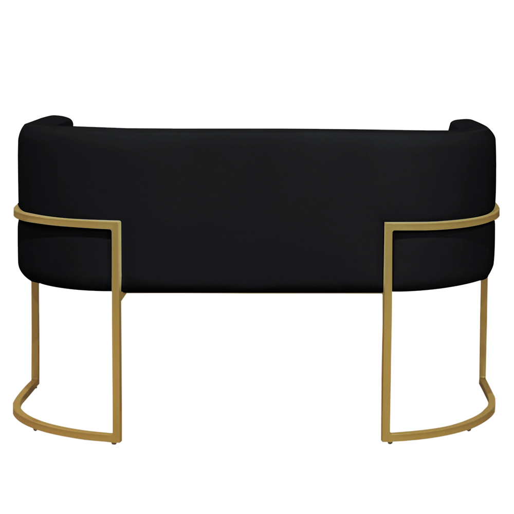 Namoradeira 2 Lugares Decorativa Luana Base Gold Veludo Preto - Montanaris Decor