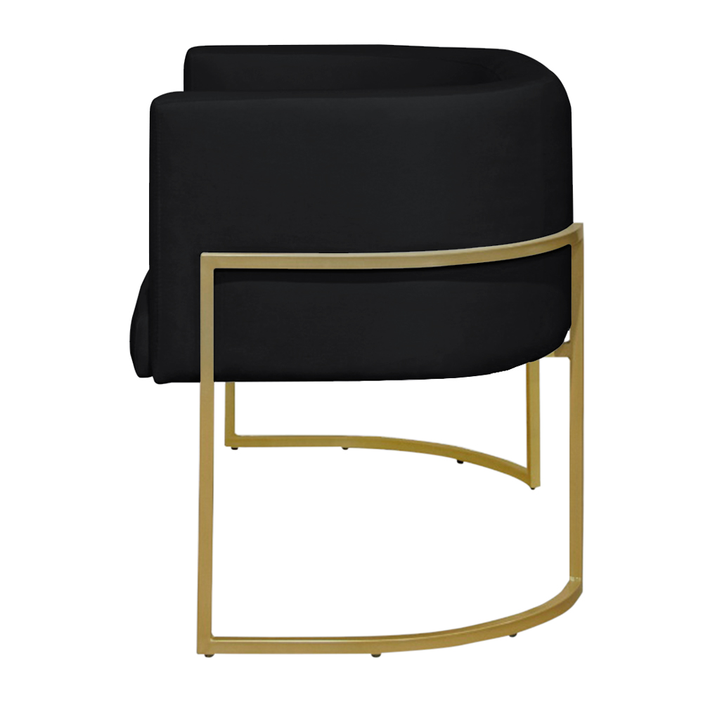Namoradeira 2 Lugares Decorativa Luana Base Gold Veludo Preto - Montanaris Decor