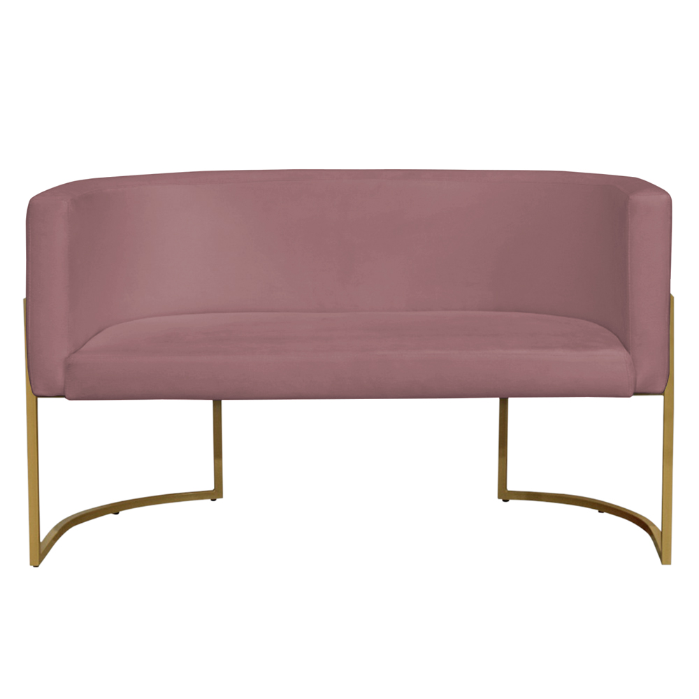 Namoradeira 2 Lugares Decorativa Luana Base Gold Veludo Rosê - Montanaris Decor