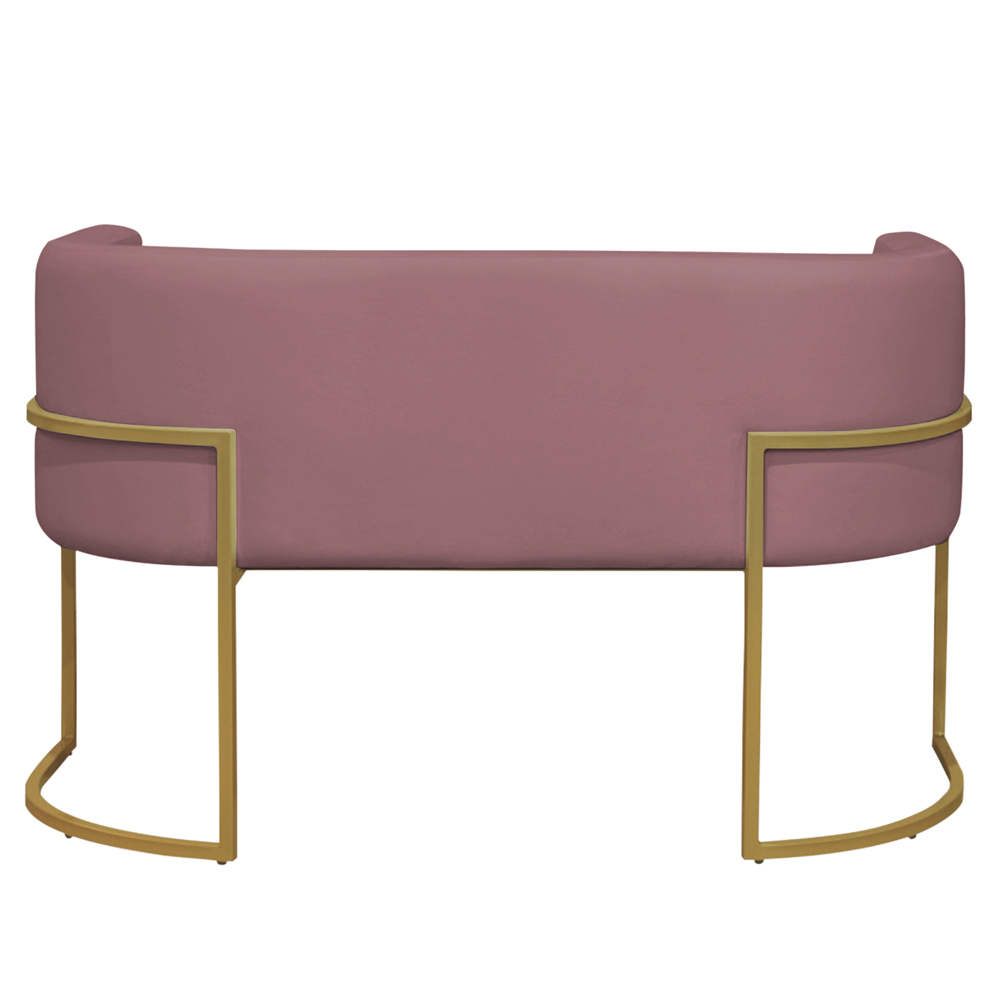 Namoradeira 2 Lugares Decorativa Luana Base Gold Veludo Rosê - Montanaris Decor