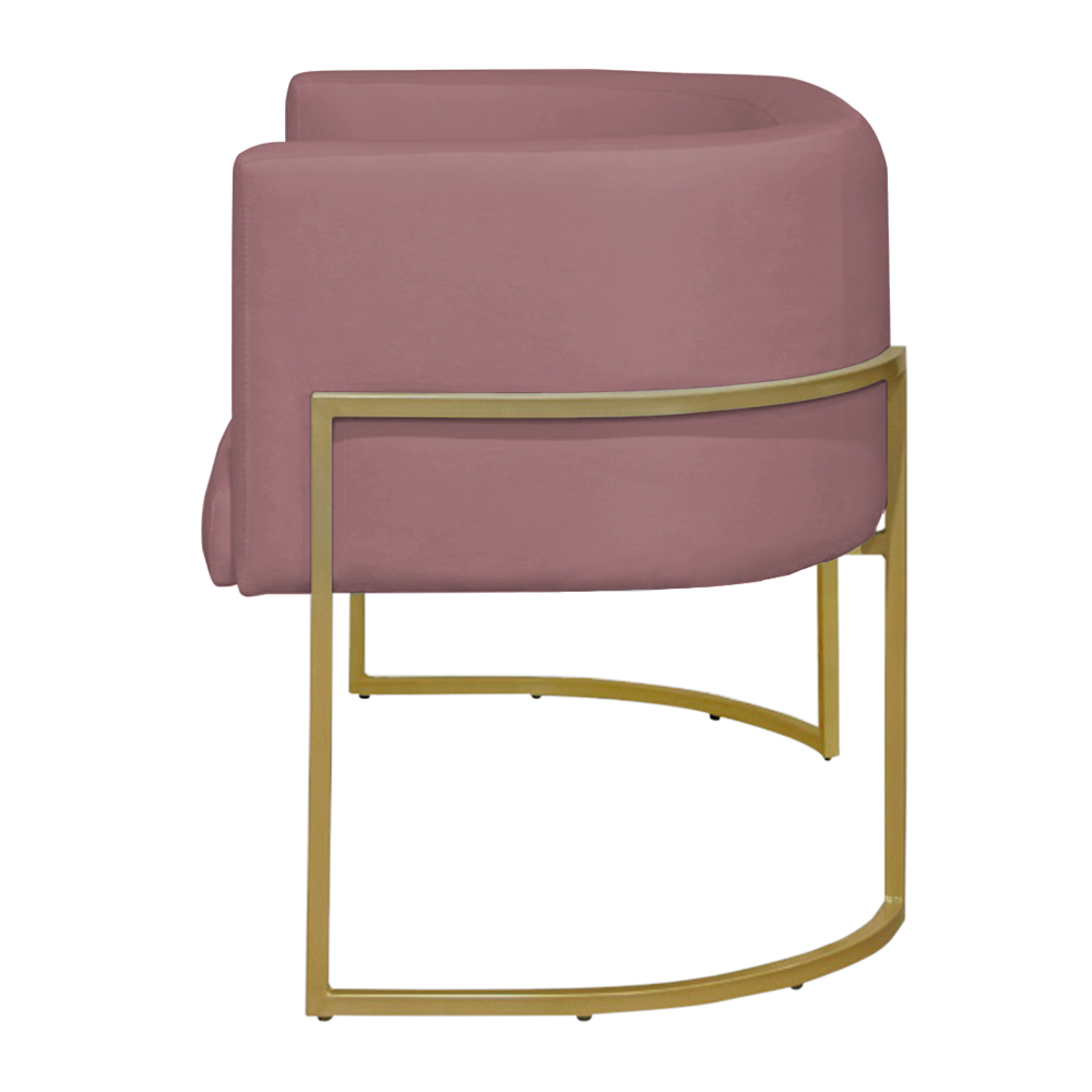 Namoradeira 2 Lugares Decorativa Luana Base Gold Veludo Rosê - Montanaris Decor