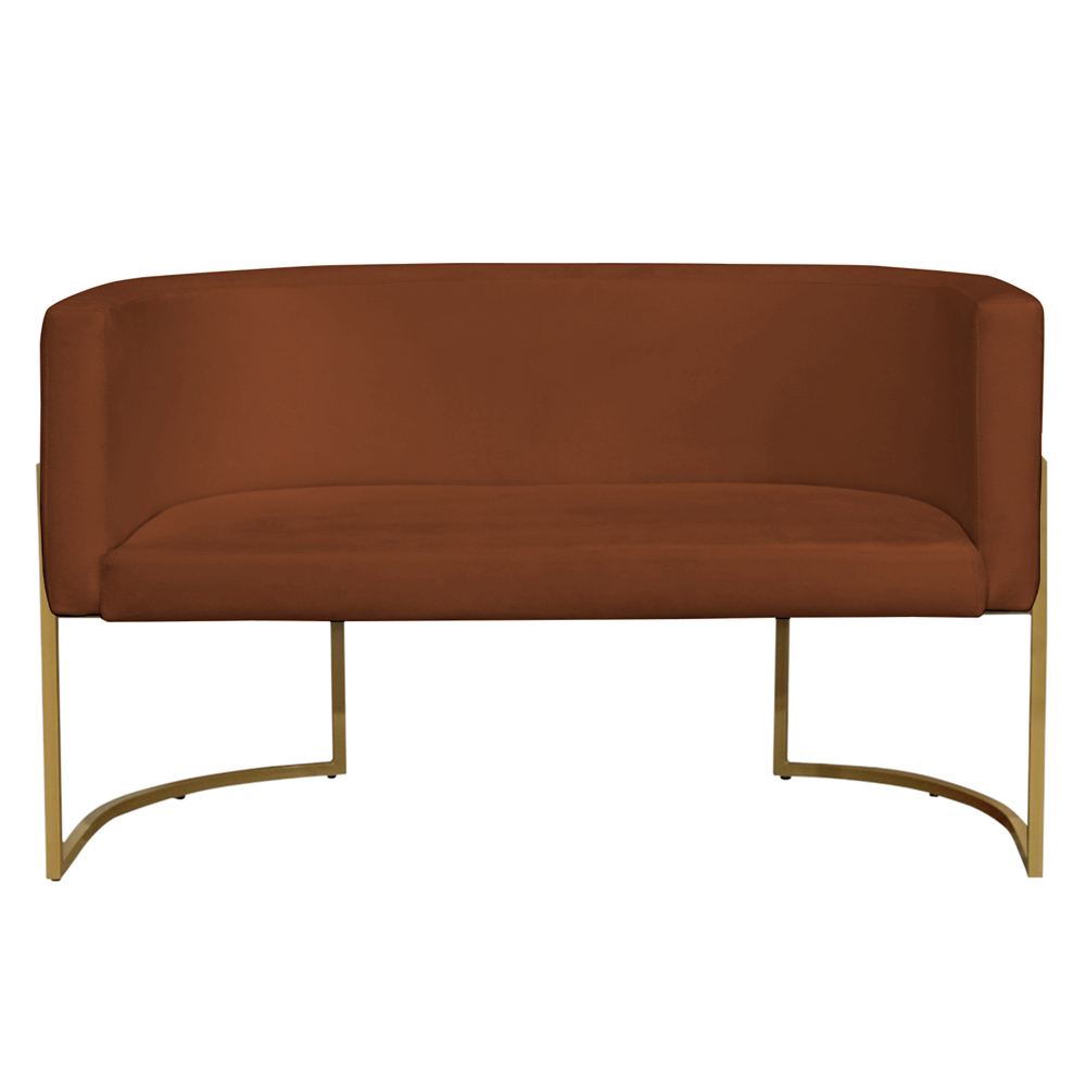 Namoradeira 2 Lugares Decorativa Luana Base Gold Veludo Terracota - Montanaris Decor
