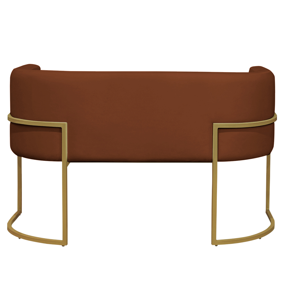 Namoradeira 2 Lugares Decorativa Luana Base Gold Veludo Terracota - Montanaris Decor