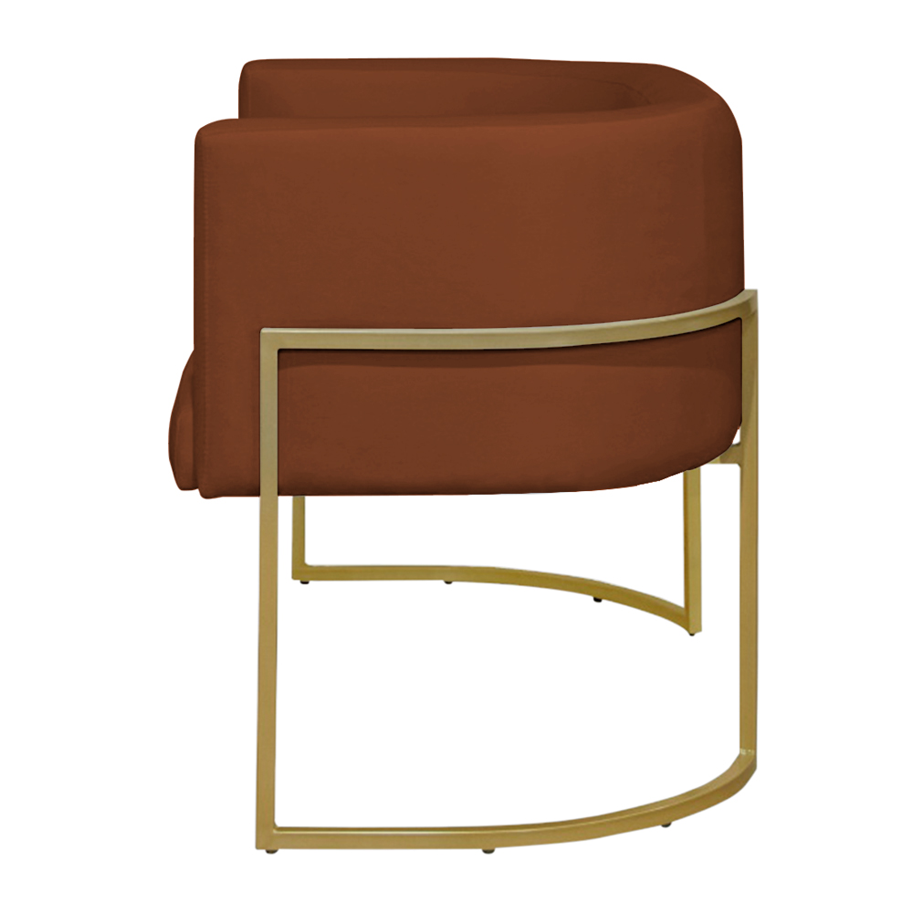 Namoradeira 2 Lugares Decorativa Luana Base Gold Veludo Terracota - Montanaris Decor