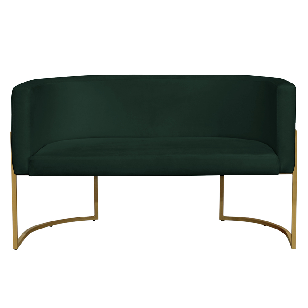 Namoradeira 2 Lugares Decorativa Luana Base Gold Veludo Verde - Montanaris Decor