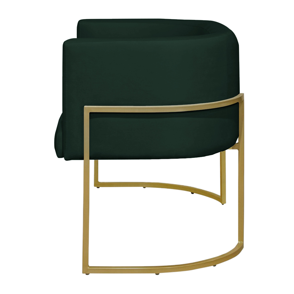 Namoradeira 2 Lugares Decorativa Luana Base Gold Veludo Verde - Montanaris Decor
