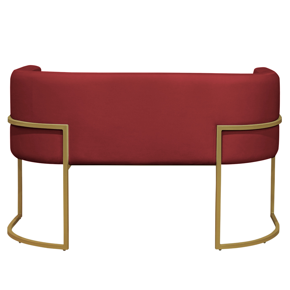 Namoradeira 2 Lugares Decorativa Luana Base Gold Veludo Vermelho - Montanaris Decor