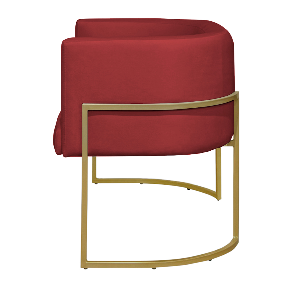 Namoradeira 2 Lugares Decorativa Luana Base Gold Veludo Vermelho - Montanaris Decor