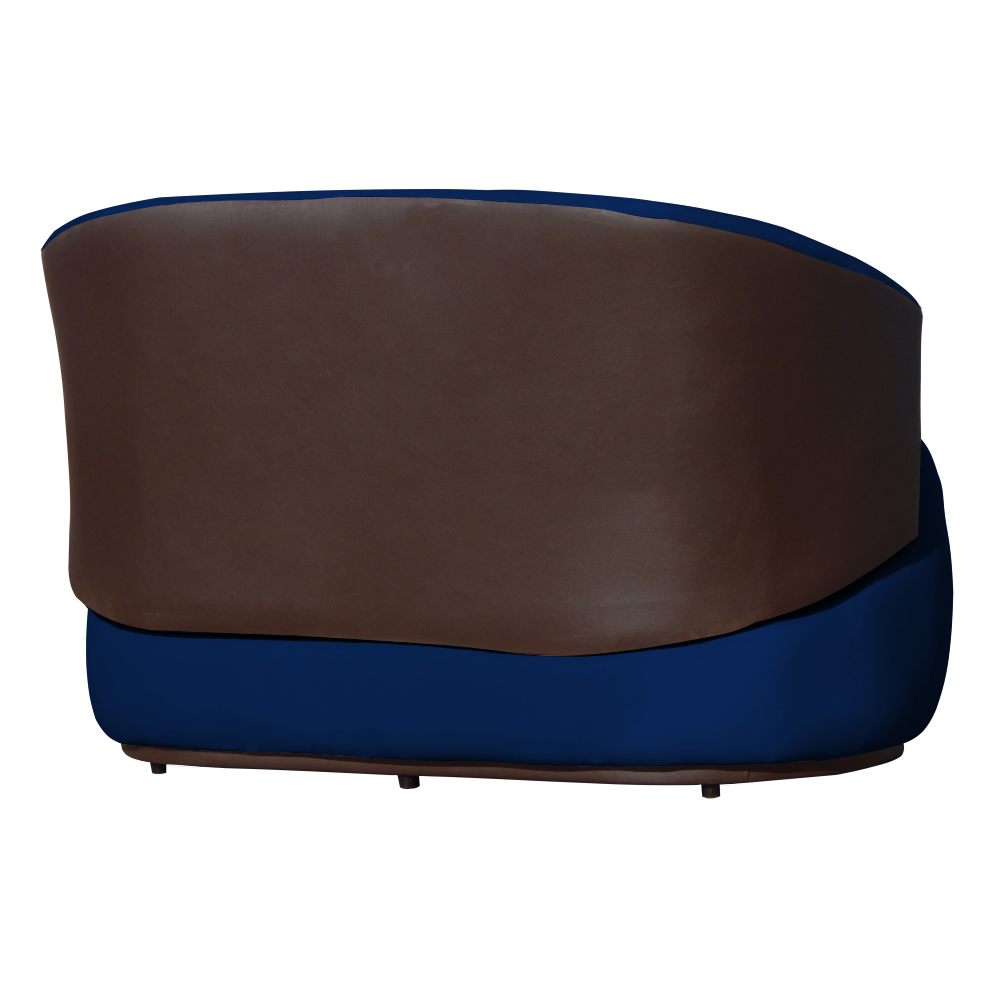 Namoradeira 2 Lugares Orgânica Decorativa Beatriz Veludo Azul Marinho/PU Marrom - Montanaris Decor