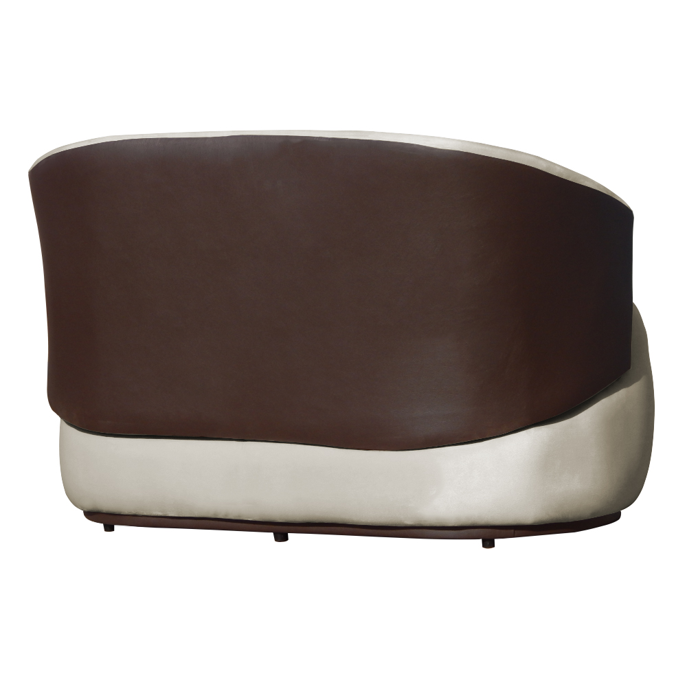 Namoradeira 2 Lugares Orgânica Decorativa Beatriz Veludo Bege/PU Marrom - Montanaris Decor