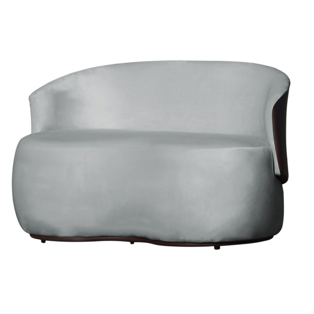 Namoradeira 2 Lugares Orgânica Decorativa Beatriz Veludo Cinza/PU Marrom - Montanaris Decor