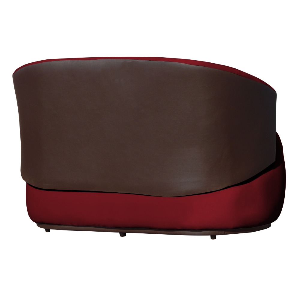 Namoradeira 2 Lugares Orgânica Decorativa Beatriz Veludo Vermelho/PU Marrom - Montanaris Decor