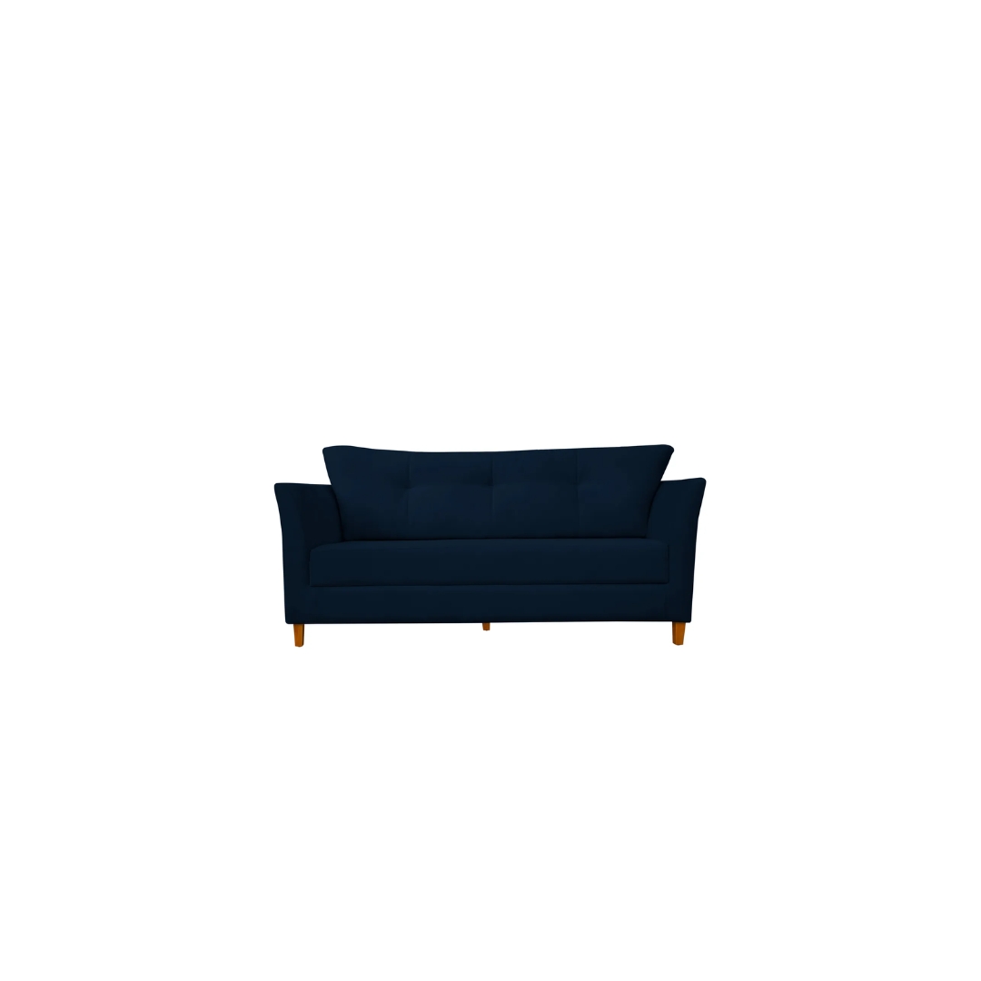 Namoradeira Decorativa Sala Estar Isis 3 Lugares 1,80 Veludo Azul Marinho - Montanaris Decor