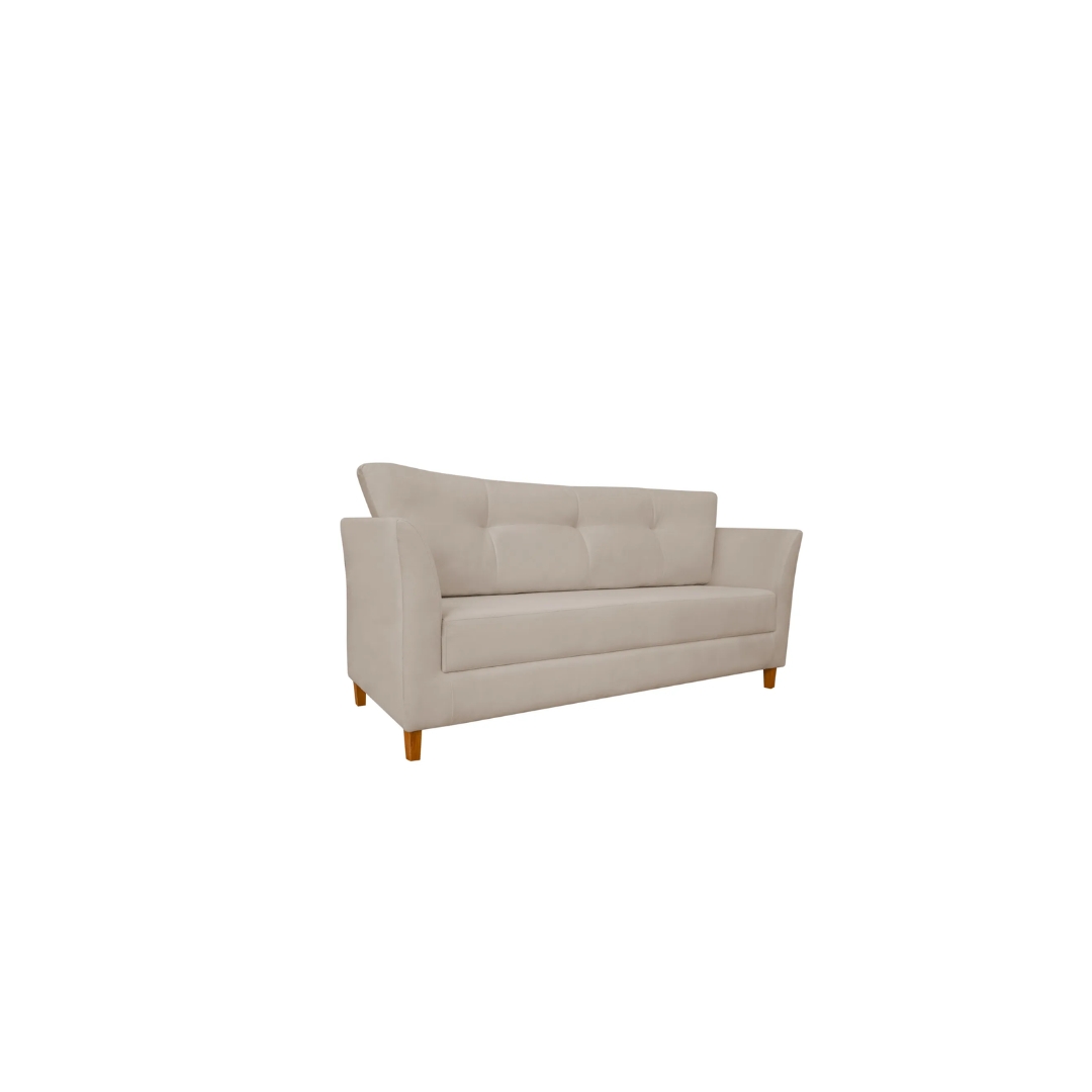 Namoradeira Decorativa Sala Estar Isis 3 Lugares 1,80 Veludo Bege - Montanaris Decor