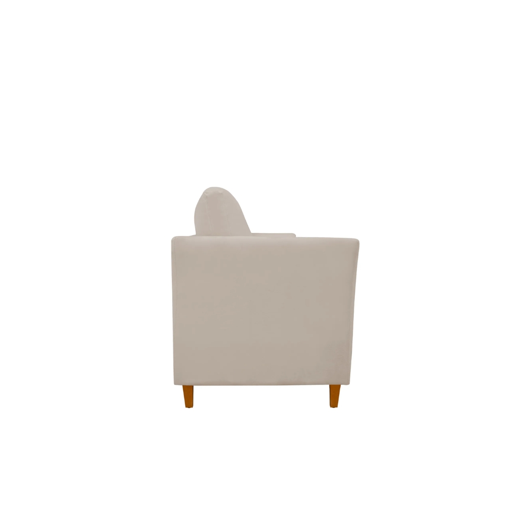 Namoradeira Decorativa Sala Estar Isis 3 Lugares 1,80 Veludo Bege - Montanaris Decor