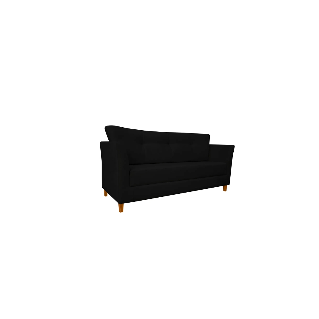 Namoradeira Decorativa Sala Estar Isis 3 Lugares 1,80 Veludo Preto - Montanaris Decor