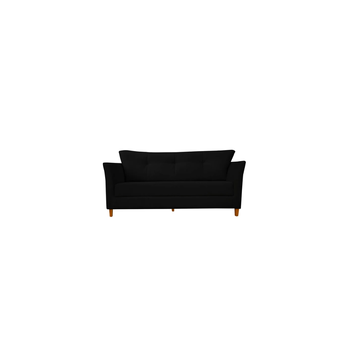 Namoradeira Decorativa Sala Estar Isis 3 Lugares 1,80 Veludo Preto - Montanaris Decor