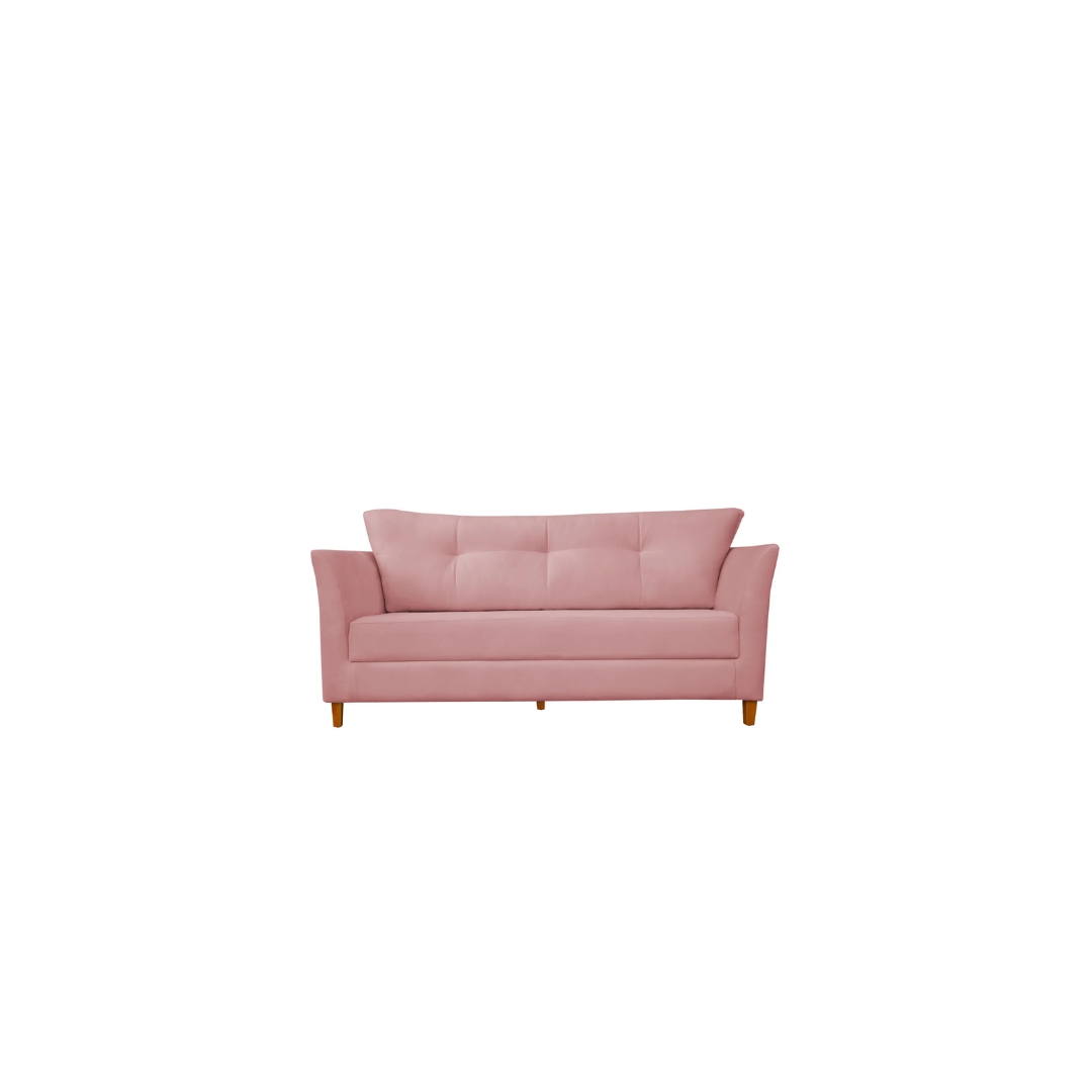 Namoradeira Decorativa Sala Estar Isis 3 Lugares 1,80 Veludo Rosa - Montanaris Decor