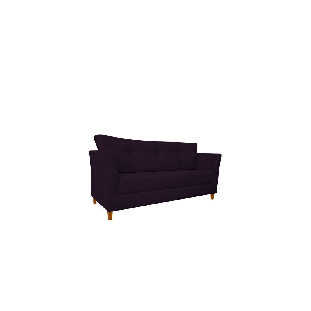 Namoradeira Decorativa Sala Estar Isis 3 Lugares 1,80 Veludo Roxo - Montanaris Decor