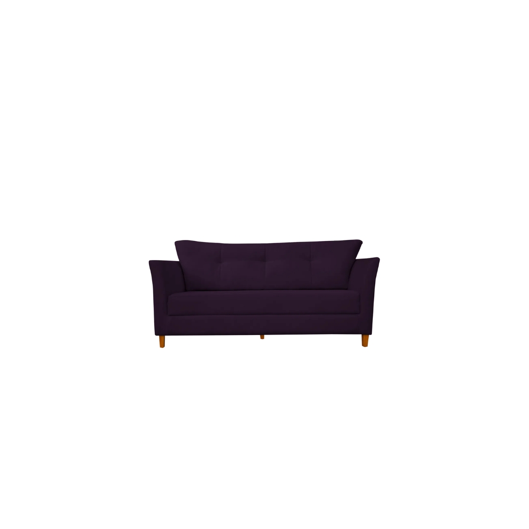 Namoradeira Decorativa Sala Estar Isis 3 Lugares 1,80 Veludo Roxo - Montanaris Decor