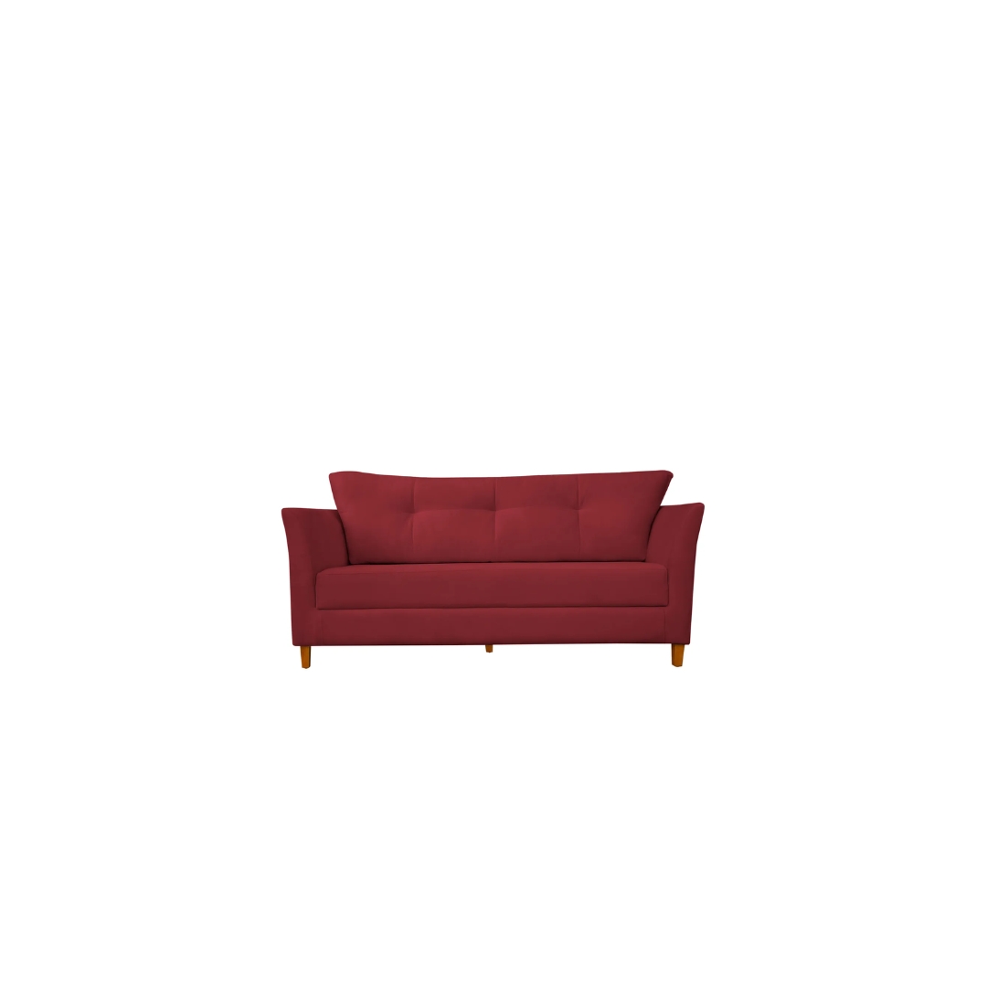 Namoradeira Decorativa Sala Estar Isis 3 Lugares 1,80 Veludo Vermelho - Montanaris Decor