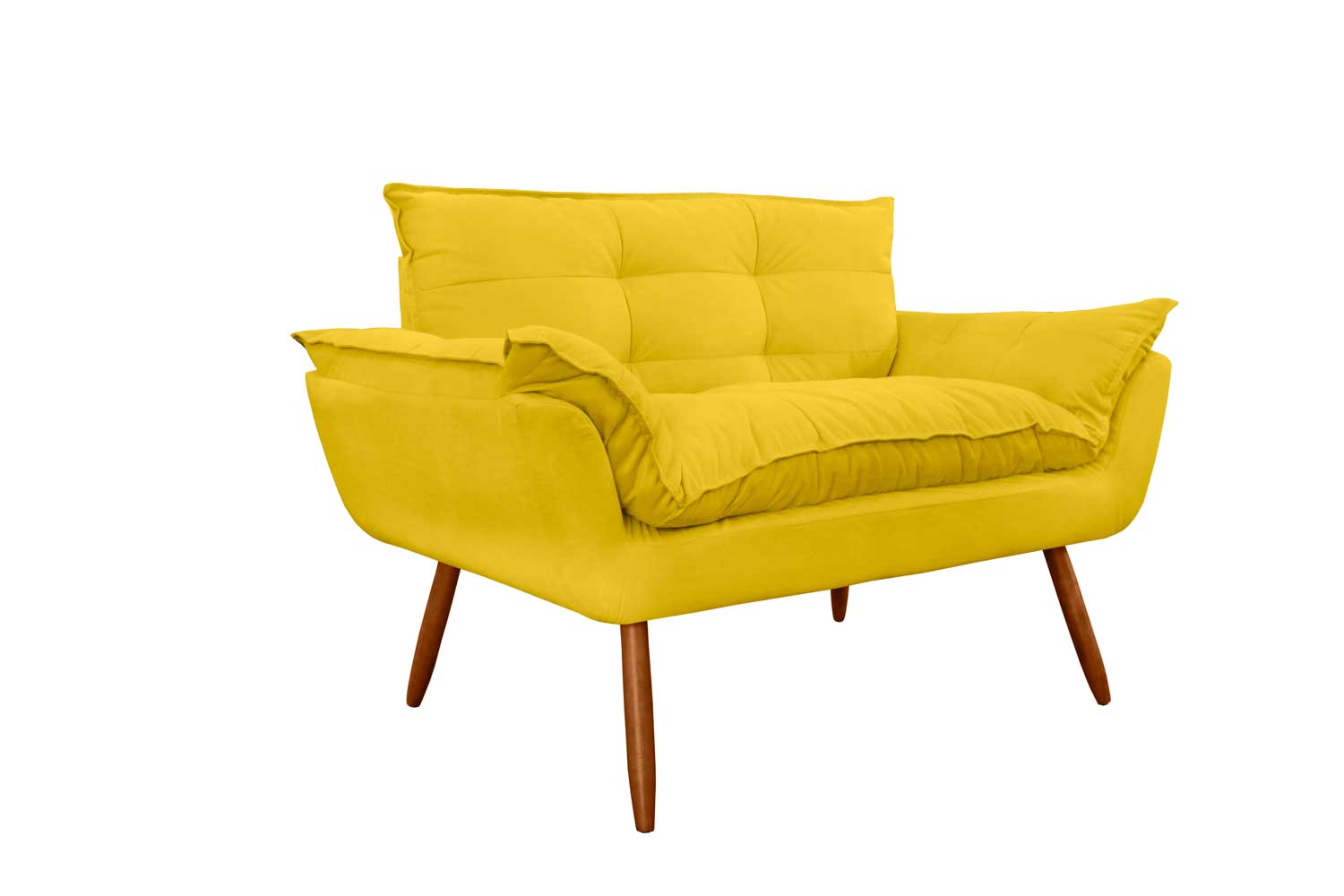 Namoradeira Decorativa para Sala de Estar Opala Suede Amarelo - Montanaris Decor