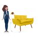 Namoradeira Decorativa para Sala de Estar Opala Suede Amarelo - Montanaris Decor