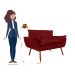Namoradeira Decorativa para Sala de Estar Opala Suede Bordo - Montanaris Decor