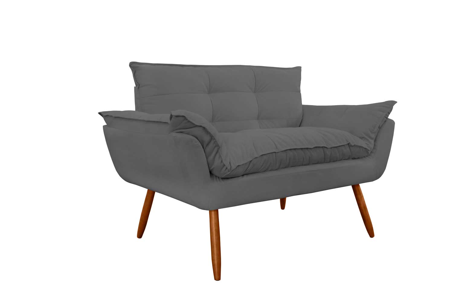 Namoradeira Decorativa para Sala de Estar Opala Suede Cinza - Montanaris Decor