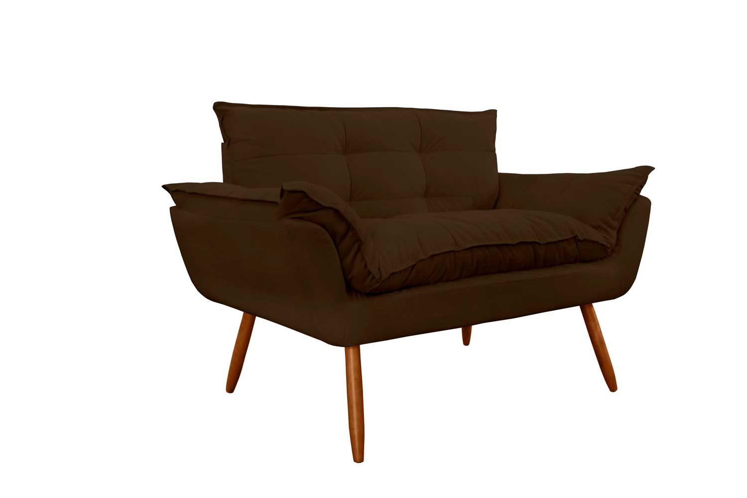 Namoradeira Decorativa para Sala de Estar Opala Suede Marrom - Montanaris Decor