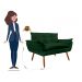 Namoradeira Decorativa para Sala de Estar Opala Suede Verde - Montanaris Decor