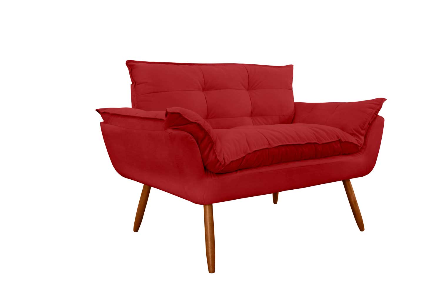 Namoradeira Decorativa para Sala de Estar Opala Suede Vermelho - Montanaris Decor
