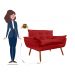 Namoradeira Decorativa para Sala de Estar Opala Suede Vermelho - Montanaris Decor