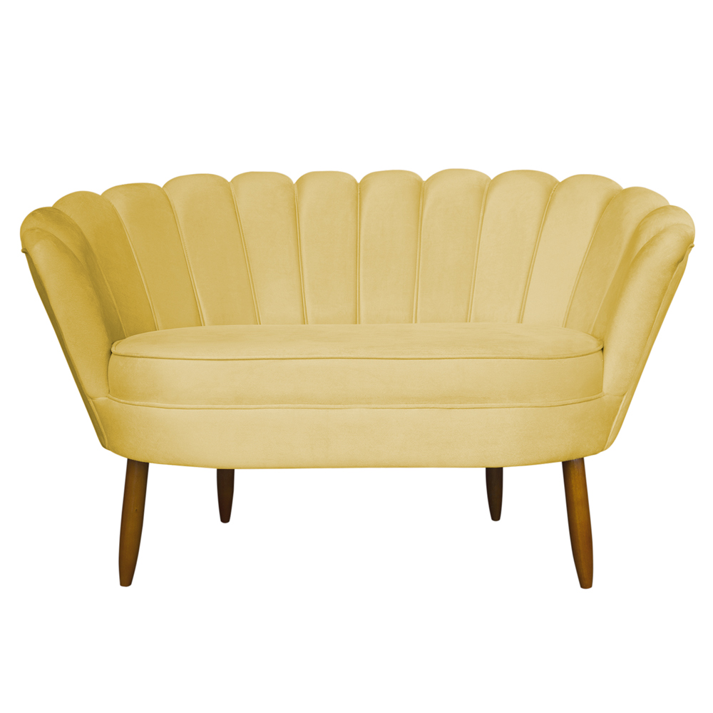 Namoradeira Pétala 2 Lugares Decorativa Veludo Amarelo - Montanaris Decor