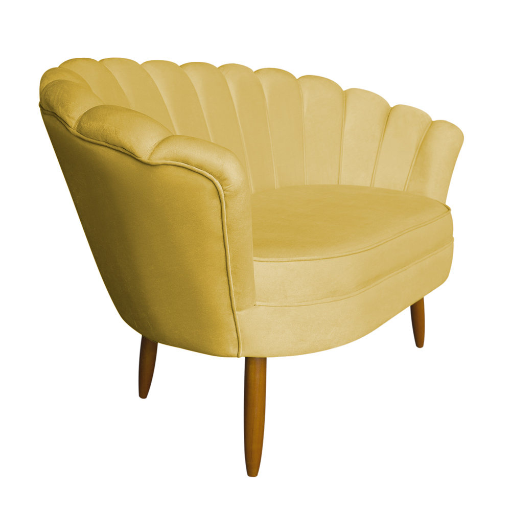 Namoradeira Pétala 2 Lugares Decorativa Veludo Amarelo - Montanaris Decor