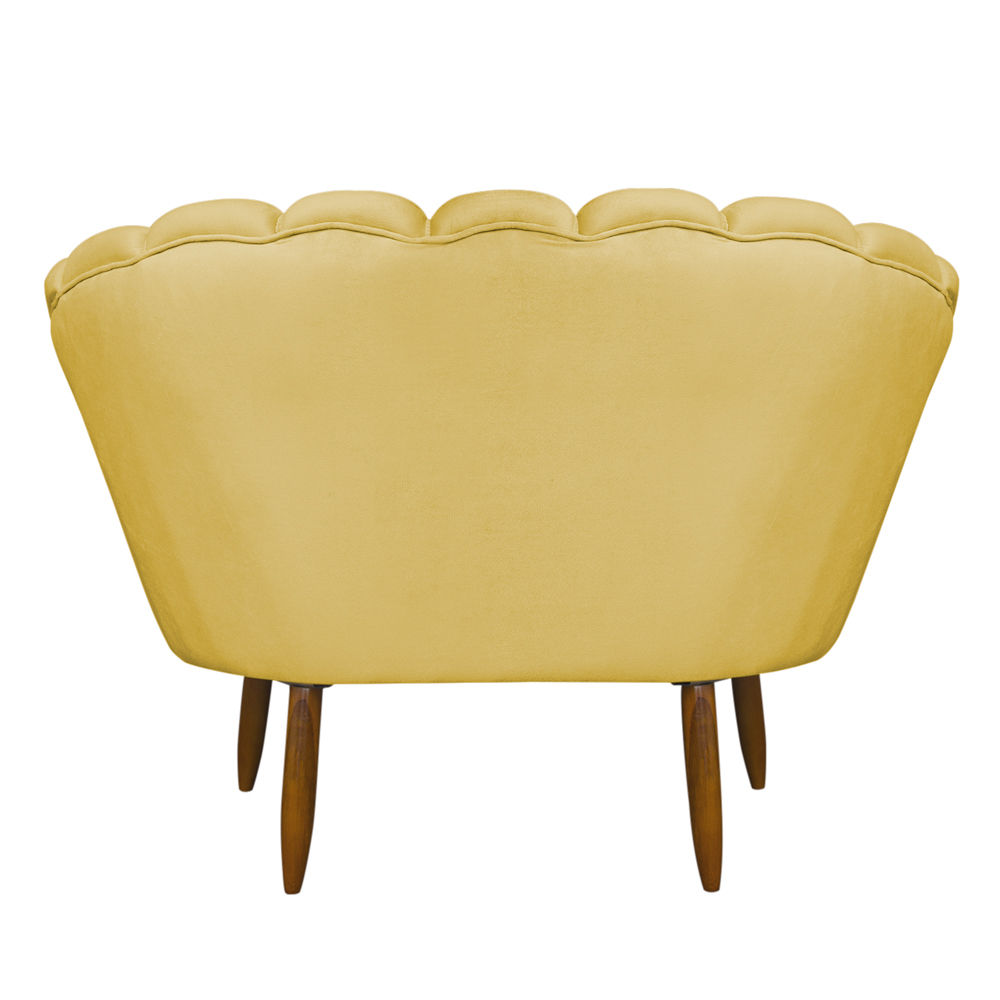 Namoradeira Pétala 2 Lugares Decorativa Veludo Amarelo - Montanaris Decor