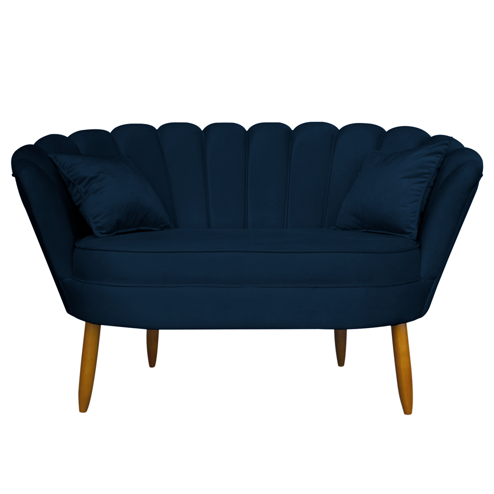 Namoradeira Pétala 2 Lugares Decorativa Veludo Azul Marinho - Montanaris Decor