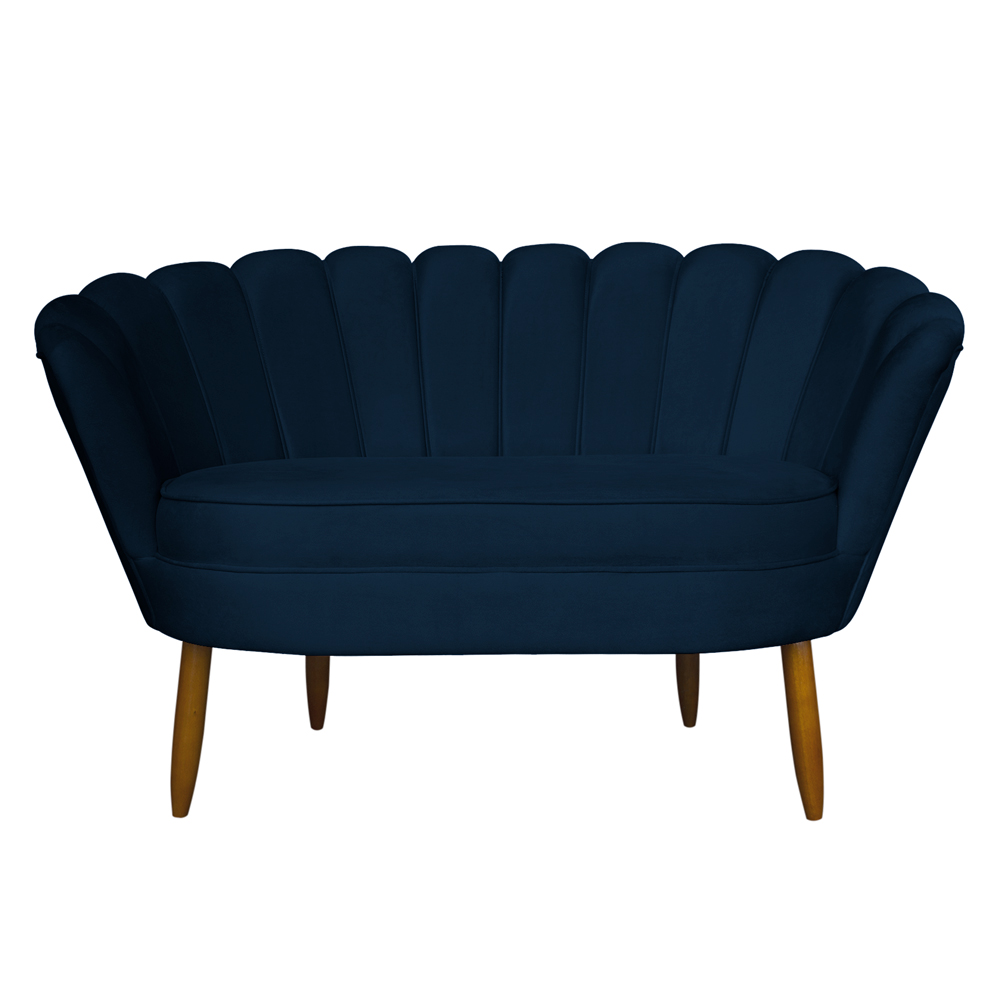 Namoradeira Pétala 2 Lugares Decorativa Veludo Azul Marinho - Montanaris Decor
