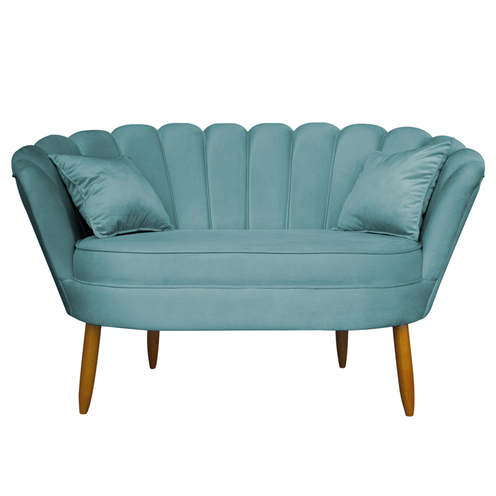 Namoradeira Pétala 2 Lugares Decorativa Veludo Azul Turquesa - Montanaris Decor
